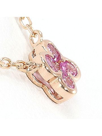 Unbranded K10 10K Pink Gold Necklace with Sapphire, Total Weight 0.8g, 40cm, Like New Condition (view 2)