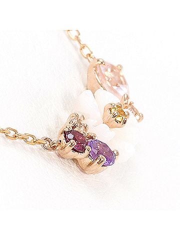Unbranded K10 10K PG Pink Gold Necklace with Shell and Amethyst, Total Weight 1.3g, 41cm, Like New Condition (view 2)