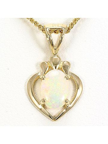 Unbranded K14 14K Yellow Gold Necklace with Opal, Total Weight 3.4g, 40cm, Like New Condition (view 1)