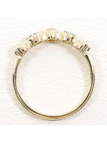 Unbranded K10 10K YG Yellow Gold Ring with Emerald and Diamond (no carat marking), Total Weight 0.9g, Like New. (view 2)
