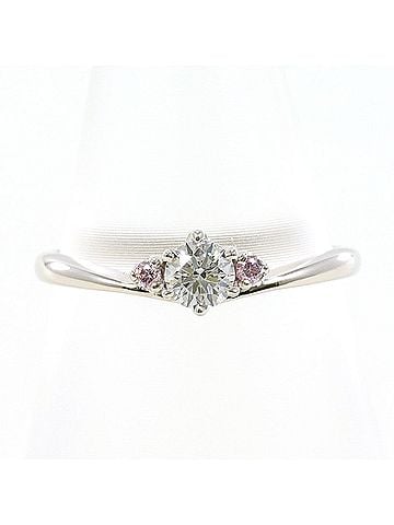 Unbranded PT900 Platinum Ring with 0.175 ct Diamond and 0.02 Pink Diamond, Total Weight 2.1g, Like New Condition. (view 1)