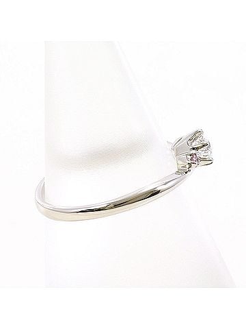 Unbranded PT900 Platinum Ring with 0.175 ct Diamond and 0.02 Pink Diamond, Total Weight 2.1g, Like New Condition. (view 2)