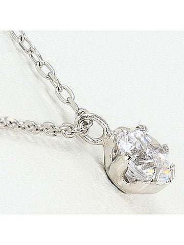 Unbranded K10 10K WG White Gold Necklace with Zirconia, Total Weight 0.8g, 40cm, Like New Condition (view 2)