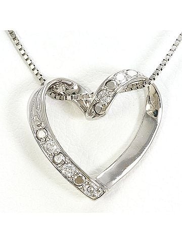 Unbranded K10 10K WG White Gold Necklace with Diamond (no carat marking), Total Weight 1.5g, 40cm, Like New Condition. (view 1)