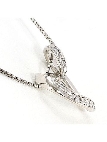 Unbranded K10 10K WG White Gold Necklace with Diamond (no carat marking), Total Weight 1.5g, 40cm, Like New Condition. (view 2)