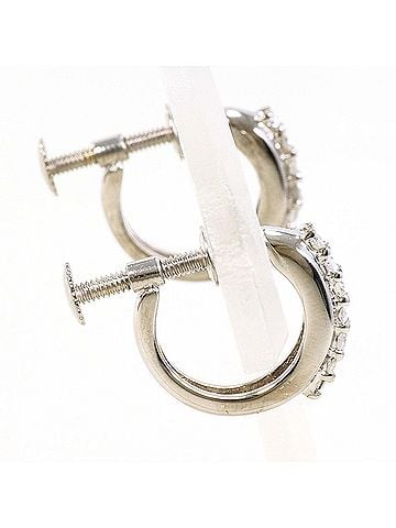 Unbranded K14 14K WG White Gold Earrings with 0.10 ct Diamonds, Total Weight 2.0g, Like New Condition. (view 2)
