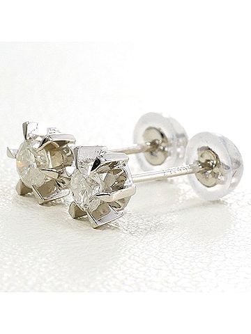 Unbranded Platinum (PT900) Earrings with 0.15 ct Diamonds, Total Weight 0.9g, Like New Condition. (view 1)
