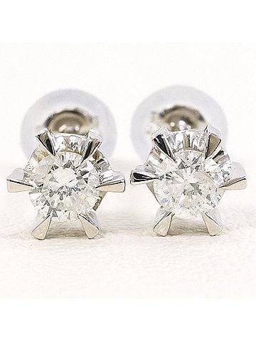 Unbranded Platinum (PT900) Earrings with 0.15 ct Diamonds, Total Weight 0.9g, Like New Condition. (view 2)