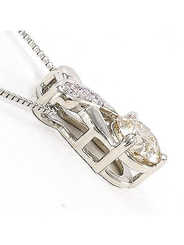 Unbranded PT900 Platinum / PT850 Necklace with Brown Diamond 0.504ct and Pink 0.04ct (SI1 clarity), Total Weight 2.7g, 45cm, Like New Condition. (view 2)