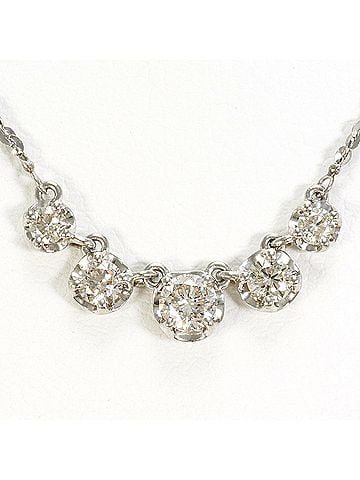 Unbranded PT900 Platinum / PT850 Necklace with 0.37ct Diamond, Total Weight 2.9g, 40cm, Like New Condition (view 1)