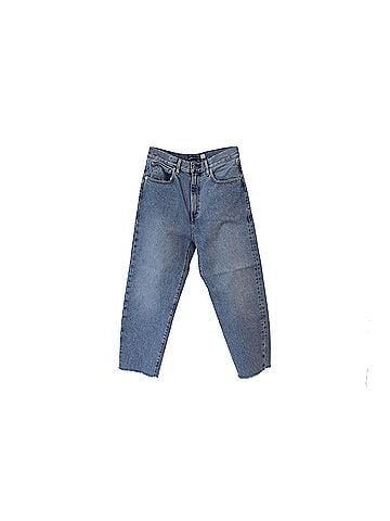 Levi's Levi's Barrel Cropped Jeans in Blue Cotton Denim (view 1)