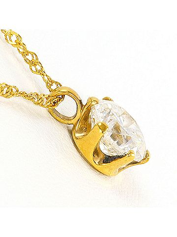 Unbranded K24 24K YG Yellow Gold Necklace with 1.014ct Diamond (I1 clarity), Total Weight 2.1g, 42cm Length, Like New Condition. (view 2)
