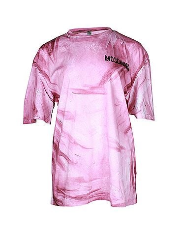 Moschino Moschino Paint Brush Logo T-shirt in Pink Cotton (view 1)