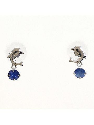Unbranded K14 14K WG White Gold Earrings with Sapphires, Total Weight 0.3g, Like New Condition (view 1)