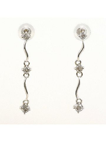 Unbranded K14 14K WG White Gold Earrings with 0.11ct Diamonds, Total Weight 0.6g, Like New Condition. (view 1)