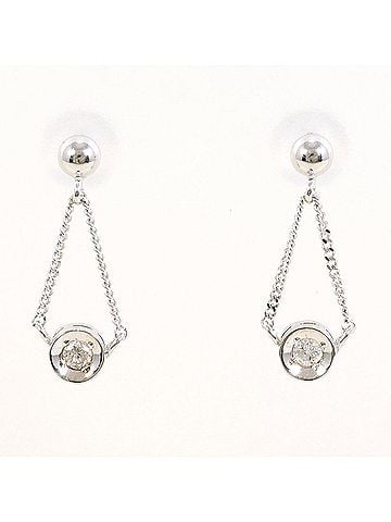Unbranded K14 14K WG White Gold Earrings with Diamonds (No carat markings), Total Weight 0.7g, Like New Condition. (view 1)