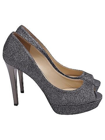 Jimmy Choo Jimmy Choo Peep-Toe Pumps in Grey Glitter (view 1)