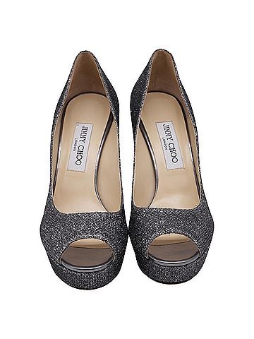 Jimmy Choo Jimmy Choo Peep-Toe Pumps in Grey Glitter (view 2)