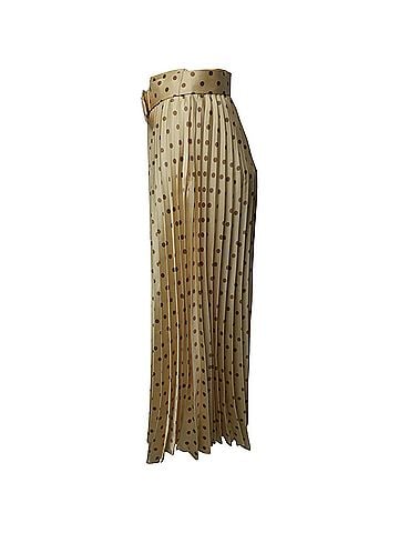 Sandro Sandro Pleated Maxi Skirt with Belt in Gold Silk (view 2)