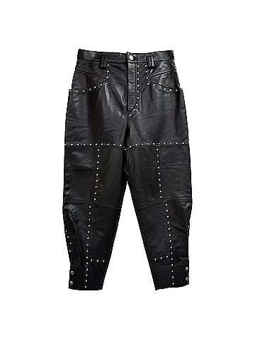 Isabel Marant Isabel Marant Viamao Studded Tapered Pants in Black Leather (view 1)