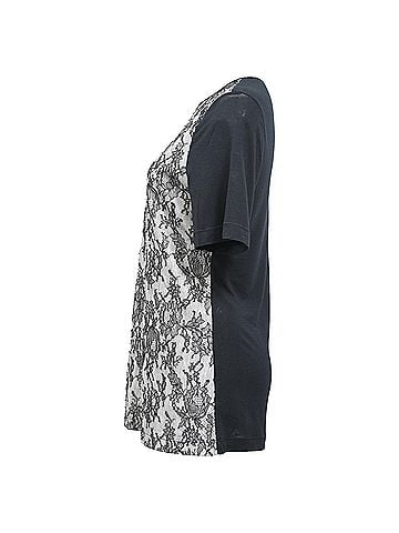 Jason Wu  Jason Wu Lace Detail T-Shirt in Black Cotton (view 2)