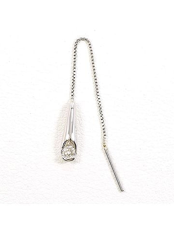 Unbranded PT900 Platinum Earring (Single Earring) with 0.1 ct Diamond, Total Weight 1.2g, Like New Condition. (view 1)