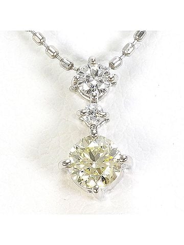 Unbranded PT900 Platinum PT850 Necklace with Yellow Diamond and Diamonds, Total Weight 2.1g, 40cm, Like New Condition (view 1)
