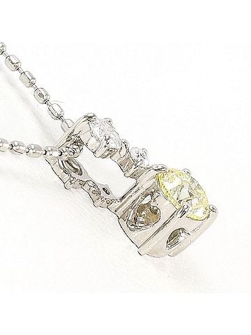 Unbranded PT900 Platinum PT850 Necklace with Yellow Diamond and Diamonds, Total Weight 2.1g, 40cm, Like New Condition (view 2)