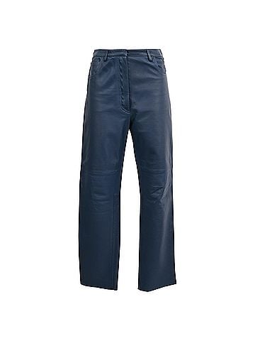 Céline Celine High Waist Trousers in Navy Blue Leather (view 1)