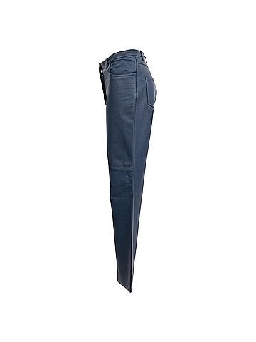 Céline Celine High Waist Trousers in Navy Blue Leather (view 2)