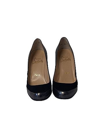 Christian Louboutin Christian Louboutin Metallic Wedge Pumps in Grey Leather (view 2)