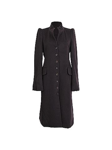Céline  Celine Single-Breasted Coat in Black Wool (view 1)