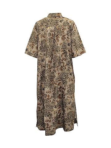 Ganni Ganni Floral Print Poplin Maxi Dress in Brown Cotton (view 2)