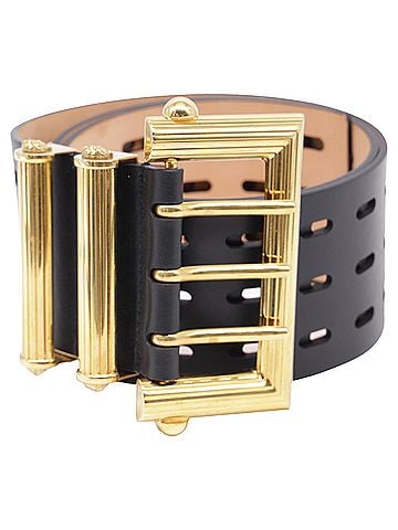 Versace Versace Wide 3-Hole Belt in Black Leather  (view 1)