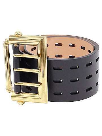 Versace Versace Wide 3-Hole Belt in Black Leather  (view 2)