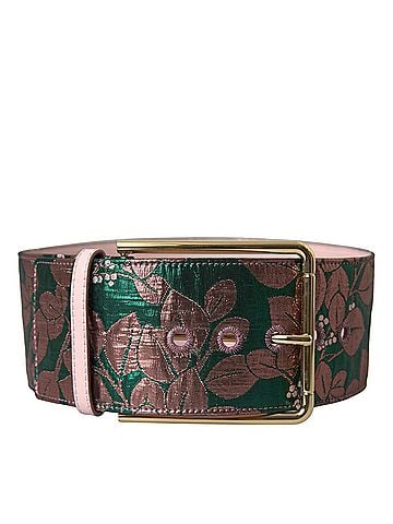 Dolce & Gabbana Basic Multicolor Floral Jacquard Lurex Gold Buckle Women's Belt (view 1)
