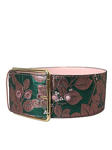 Dolce & Gabbana Basic Multicolor Floral Jacquard Lurex Gold Buckle Women's Belt (view 2)