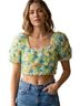 Anthropologie 100% Polyester 20% Cotton 80% Polyester Floral Multi Color Short Sleeve Blouse Size S - photo 1
