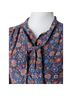 DÔEN 100% Silk Floral Paisley Blue Long Sleeve Blouse Size XS - photo 6