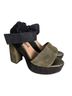 Free People 100% Suede Color Block Green Black Sandals Size EU 38 - photo 4
