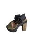 Free People 100% Suede Color Block Green Black Sandals Size EU 38 - photo 1