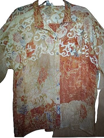 Citron Santa Monica Collection oversized Small boxy chiffon bust 53" = One Size fit Button-Down Shirt (view 1)