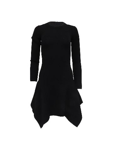 Michael Kors  Michael Kors Knitted Asymmetric Mini Dress in Black Wool (view 1)