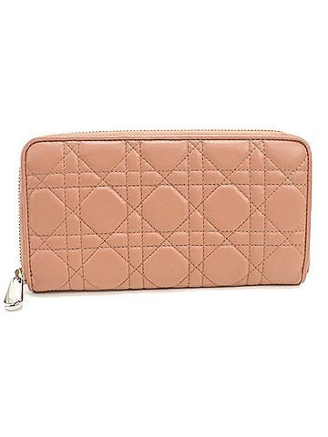 Christian Dior Christian Dior DIOR Dior Long Wallet, Round Zipper, Voyageur Lady Dior, Women's, Pink (view 1)