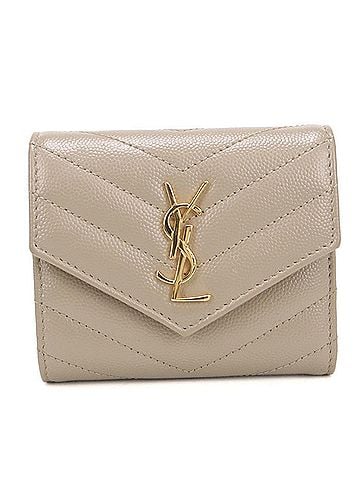 Saint Laurent SAINT LAURENT Tri-fold Wallet 692061 Multifold Cassandra Women's Beige (view 1)