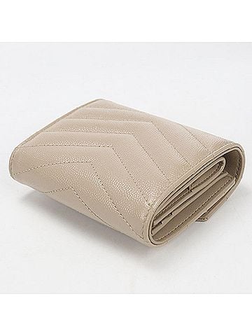 Saint Laurent SAINT LAURENT Tri-fold Wallet 692061 Multifold Cassandra Women's Beige (view 2)