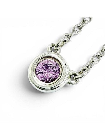 Tiffany & Co. TIFFANY&Co. Tiffany By the Yard 925 Pink Sapphire Pendant Necklace, Silver, Made in Spain, Weight 1.54g, Women's (view 1)