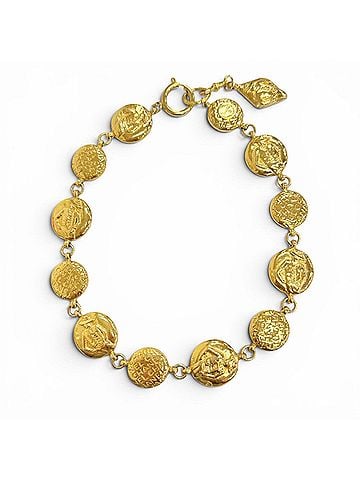 Chanel CHANEL Vintage Coco Mademoiselle Logo Round Coin Necklace, Gold, Women's Accessory, Highly Recommended! (view 1)