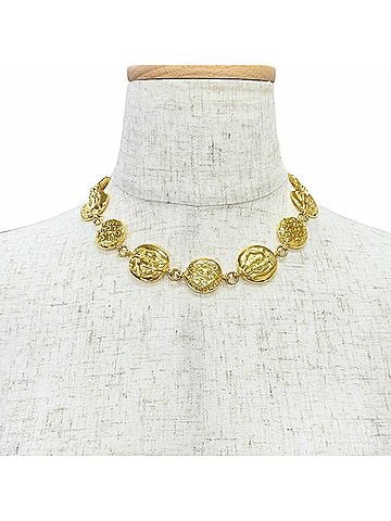 Chanel CHANEL Vintage Coco Mademoiselle Logo Round Coin Necklace, Gold, Women's Accessory, Highly Recommended! (view 2)