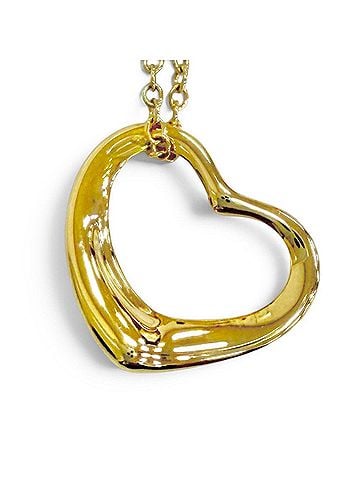 Tiffany & Co. TIFFANY&Co. Tiffany Open Heart Pendant Necklace, 750 YG Yellow Gold, Made in Spain, Weight: 2.96g, Women's. (view 1)